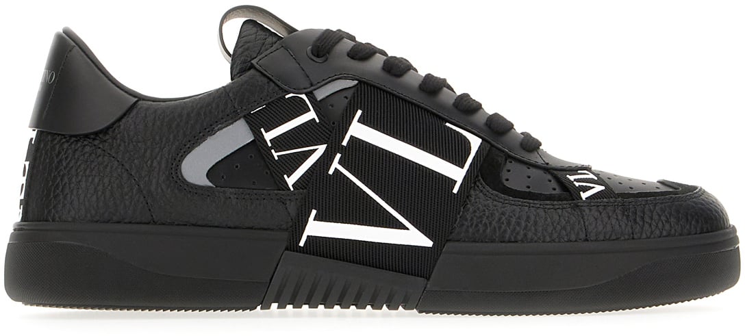 Valentino Valentino Garavani Black leather VLTN sneakers Zwart