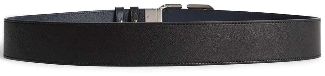Valentino Black/Navy Reversible Silver-tone Logo Buckle Belt Zwart