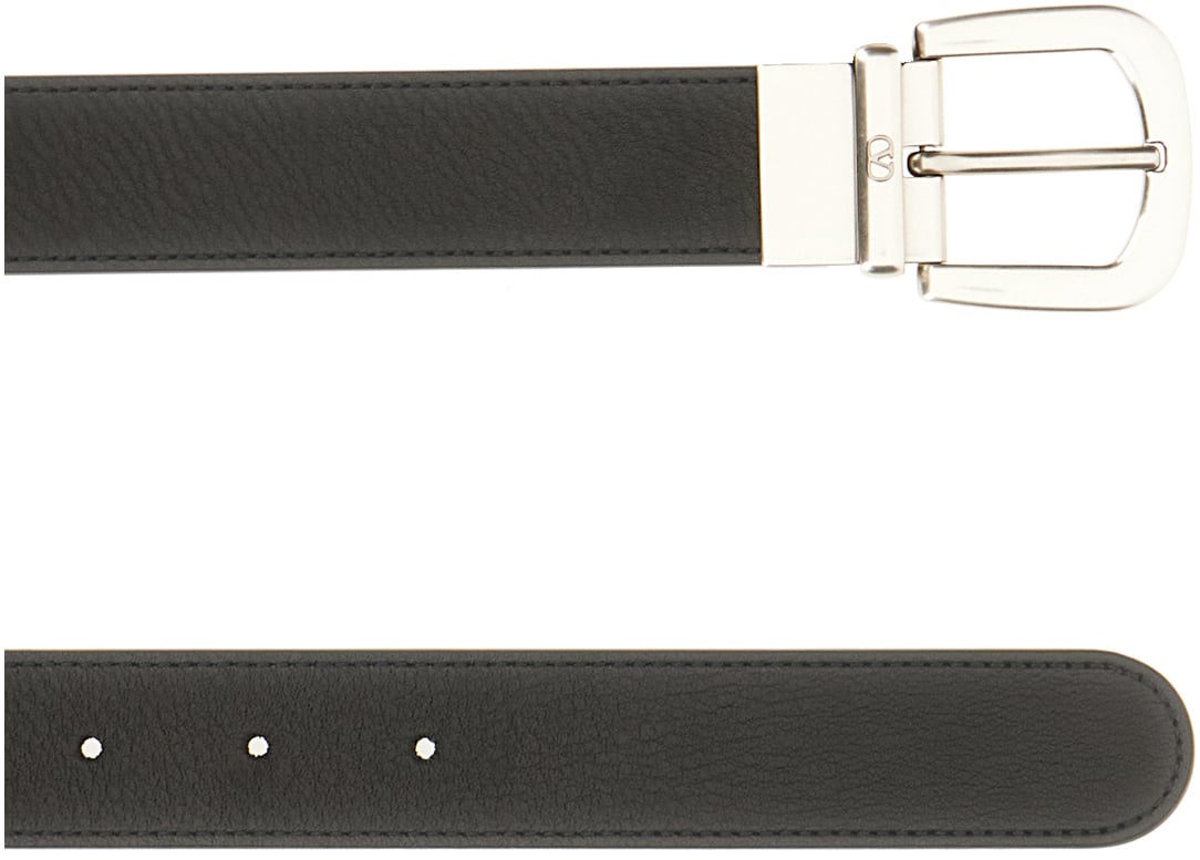 Valentino Garavani Black leather reversible belt Zwart