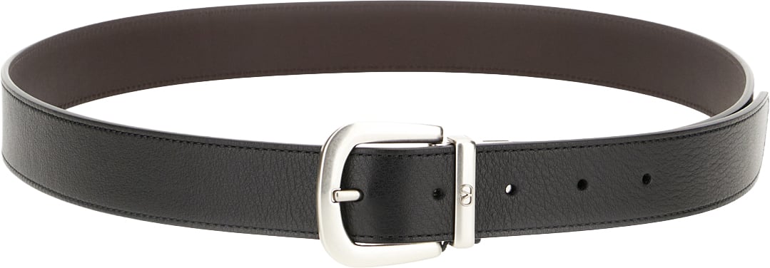 Valentino Garavani Black leather reversible belt Zwart