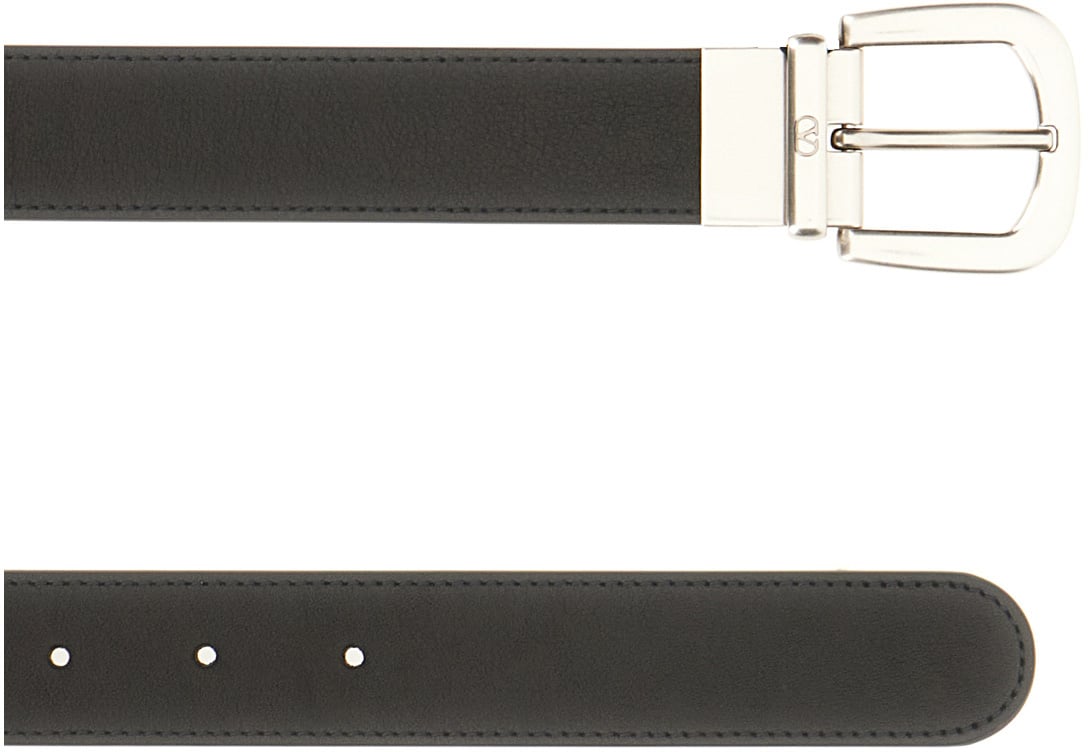Valentino Garavani Black leather reversible belt Zwart