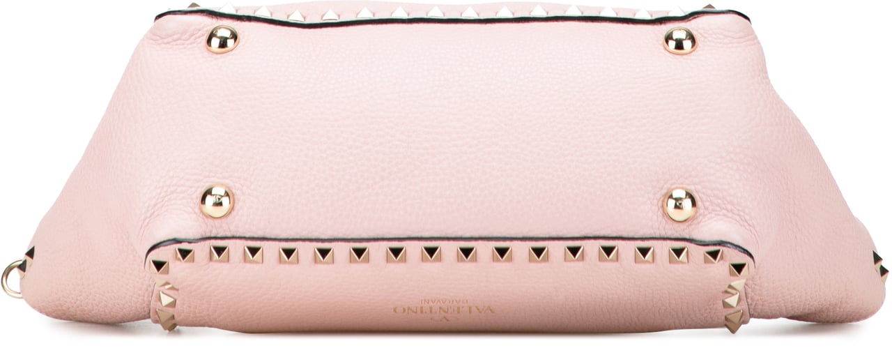 Valentino Small Grained Calfskin Rockstud Trapeze Satchel Roze