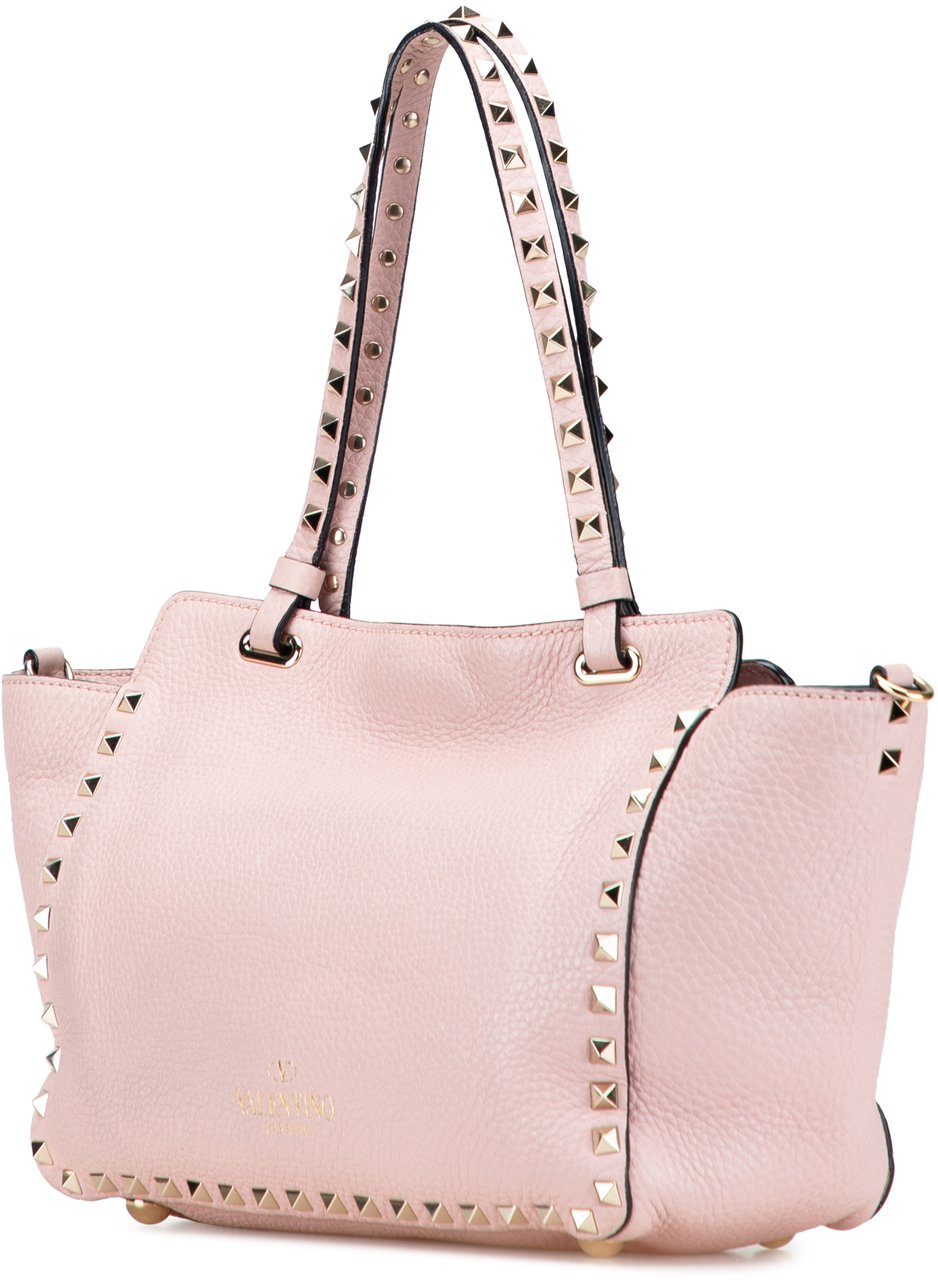 Valentino Small Grained Calfskin Rockstud Trapeze Satchel Roze
