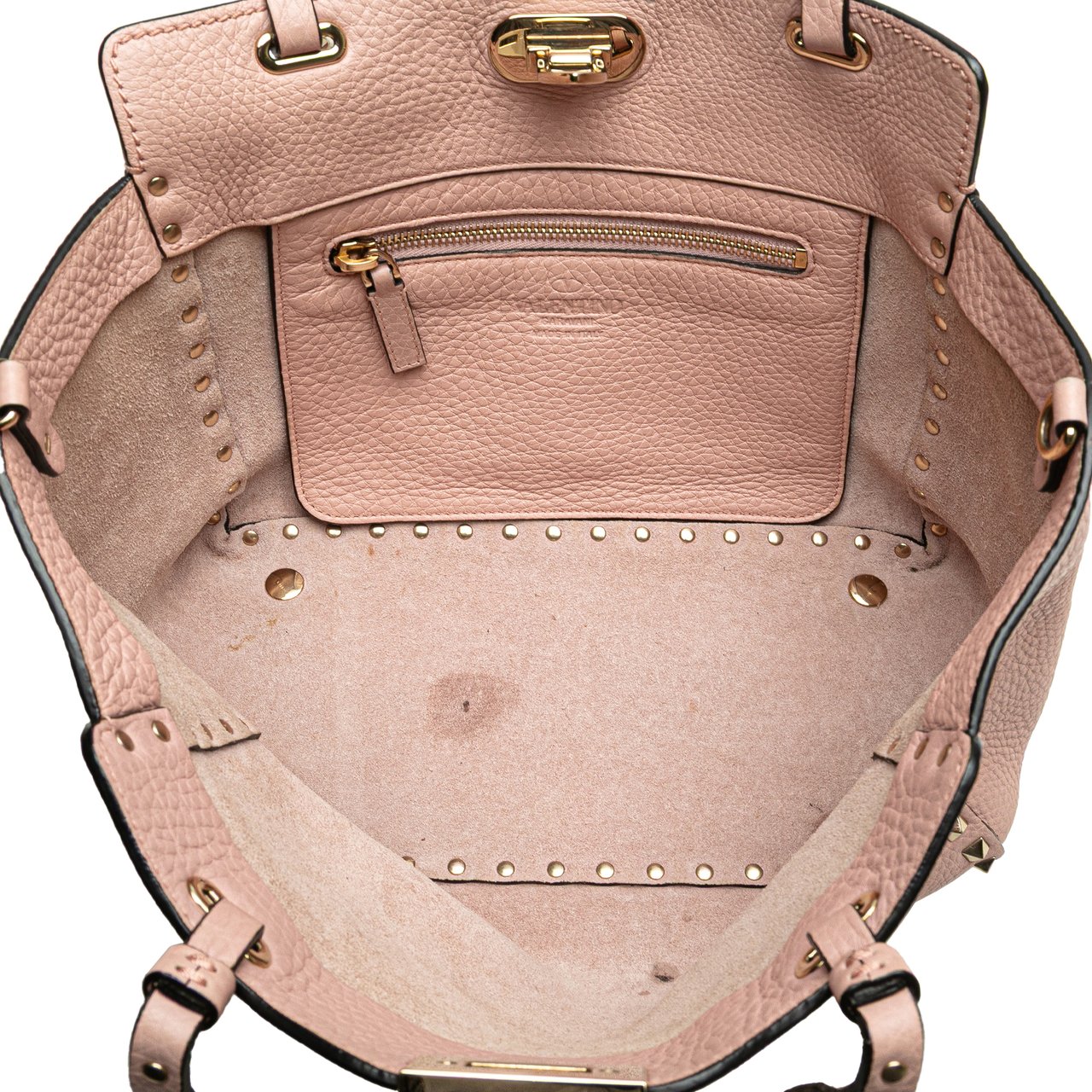 Valentino Small Grained Calfskin Rockstud Trapeze Satchel Roze
