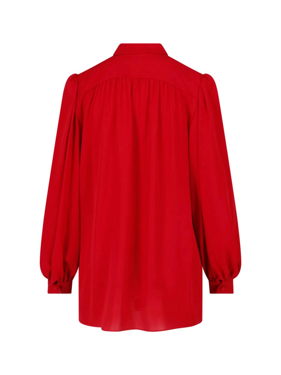 Valentino Classic Button-Down Blouse with Bow Tie Neckline Rood