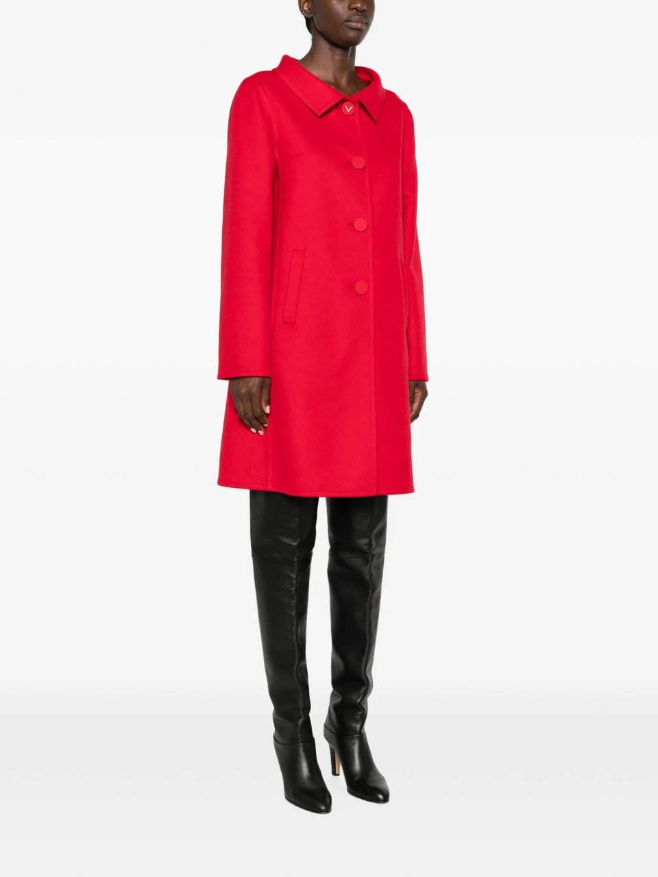 Valentino Red A-Line Coat Rood