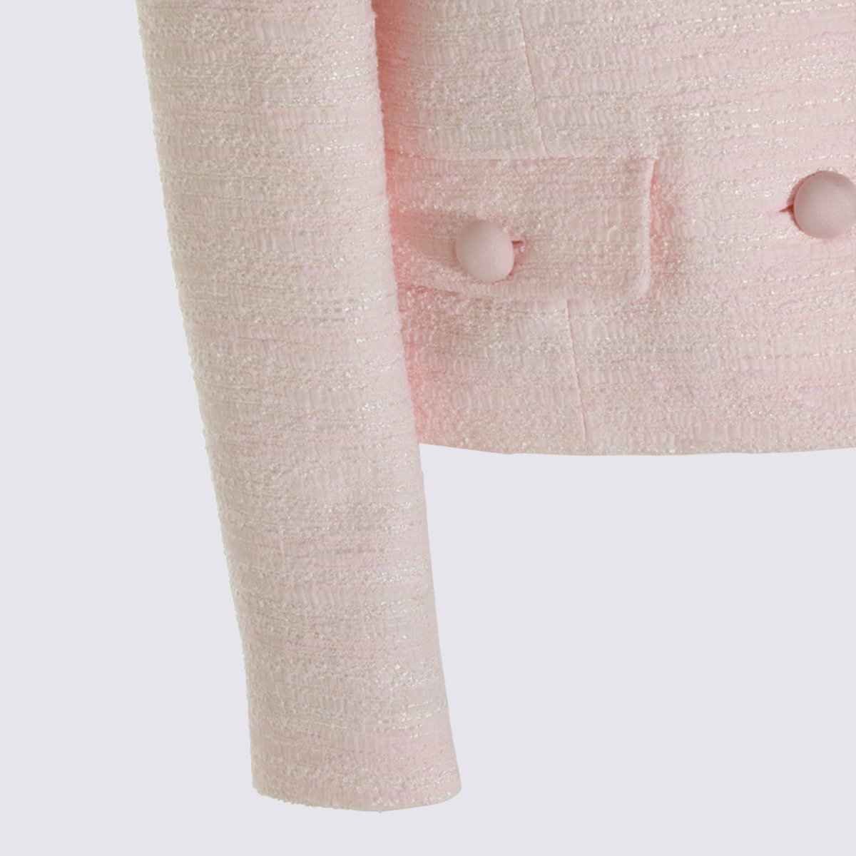 Valentino Textured Cropped Jacket with Flap Pockets and Button Detail Roze