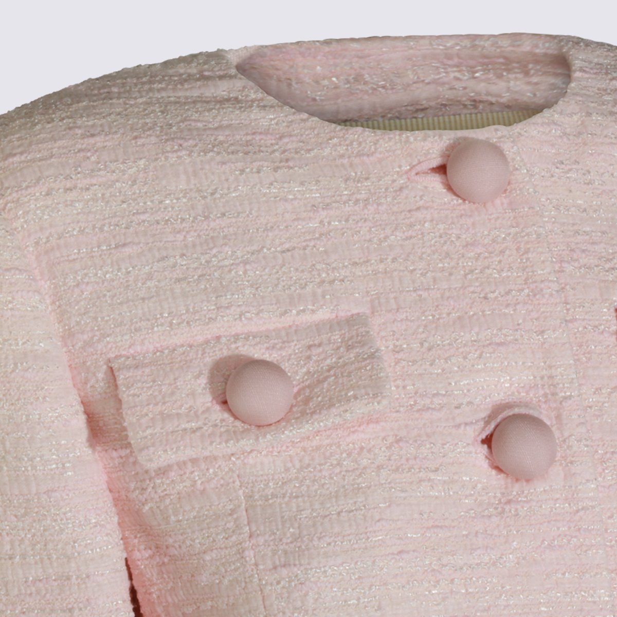 Valentino Textured Cropped Jacket with Flap Pockets and Button Detail Roze
