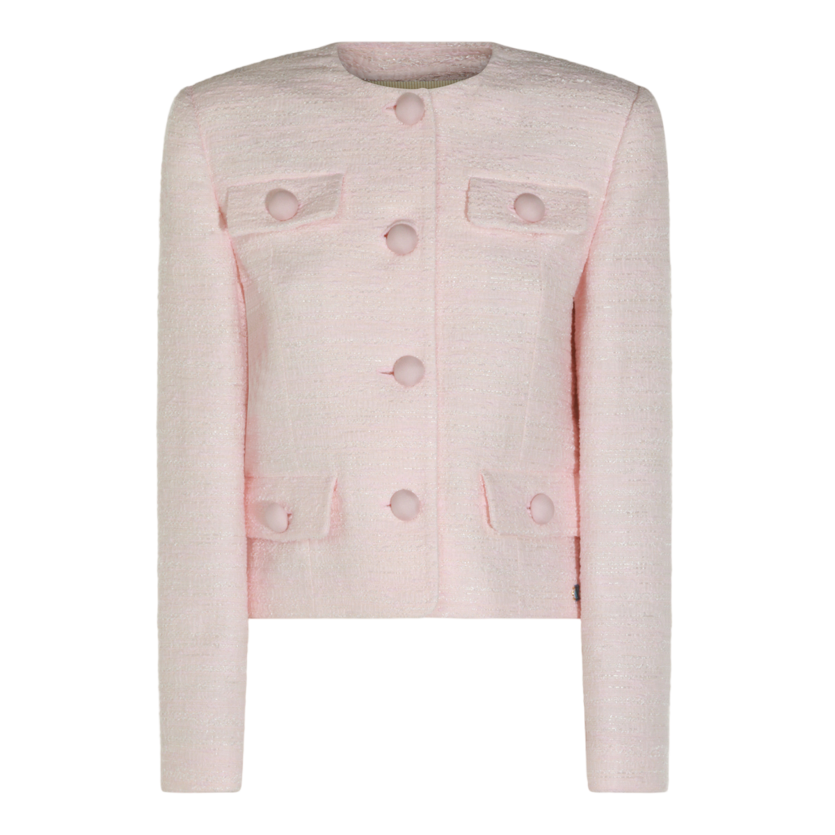 Valentino Textured Cropped Jacket with Flap Pockets and Button Detail Roze