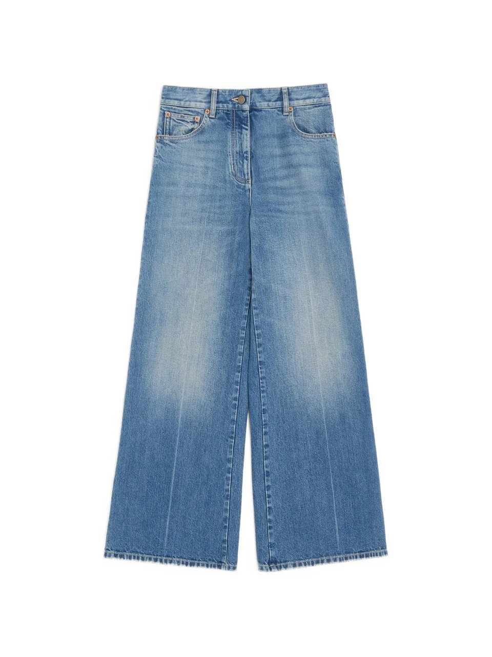 Valentino Denim 5 Tasche Wide Leg Pants Blauw