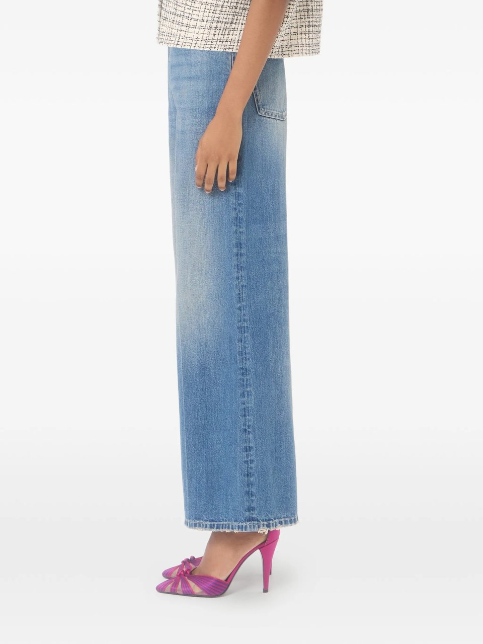 Valentino Denim 5 Tasche Wide Leg Pants Blauw