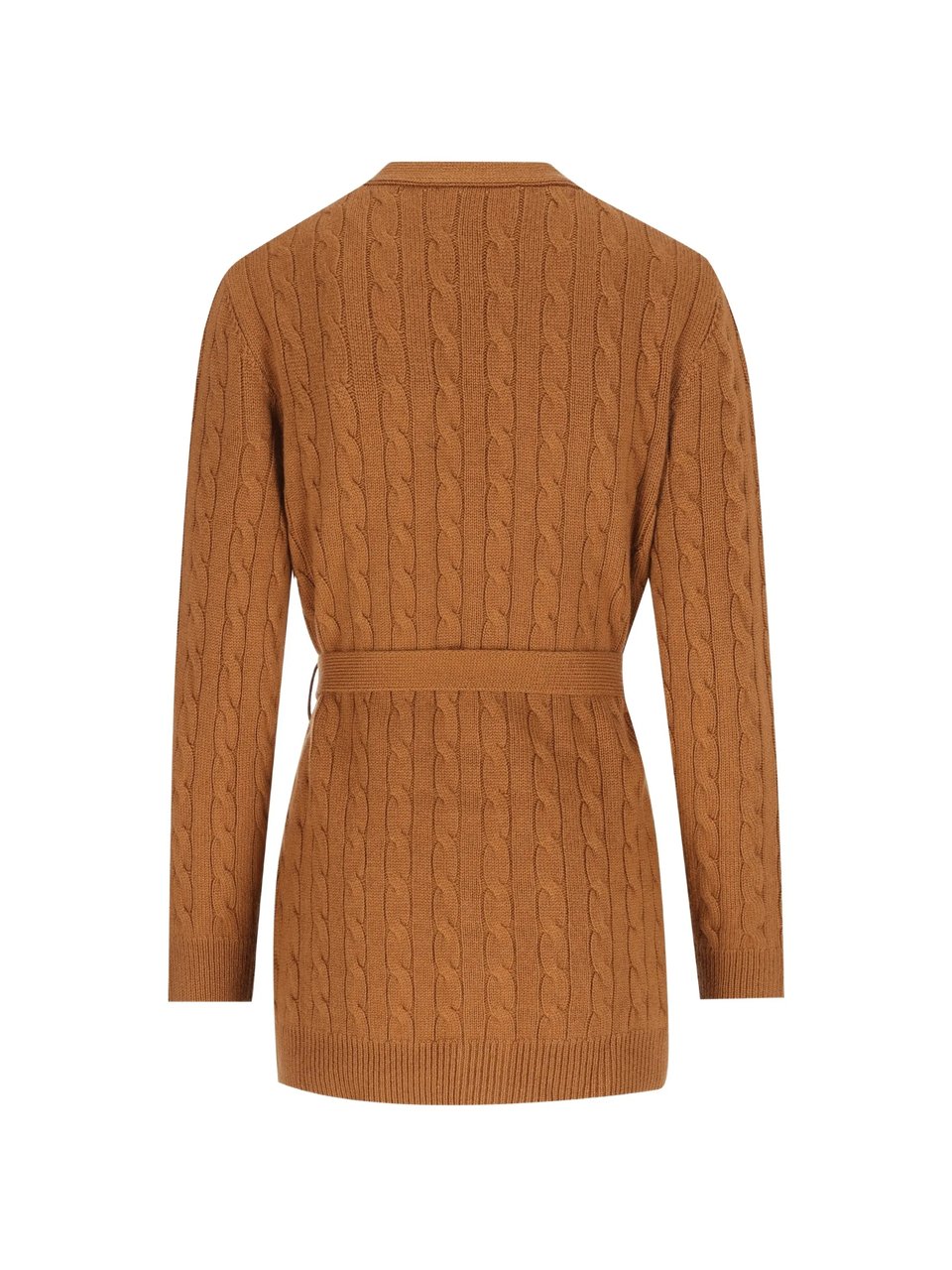 Valentino Classic Cable Knit Cardigan with Distinctive Buttons and Matching Belt Bruin