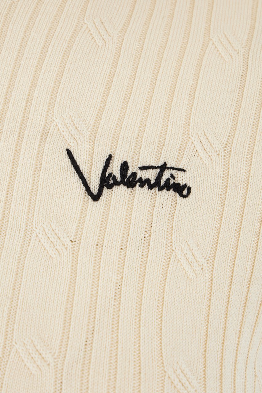 Valentino Garavani Ivory cotton blend polo shirt Neutraal