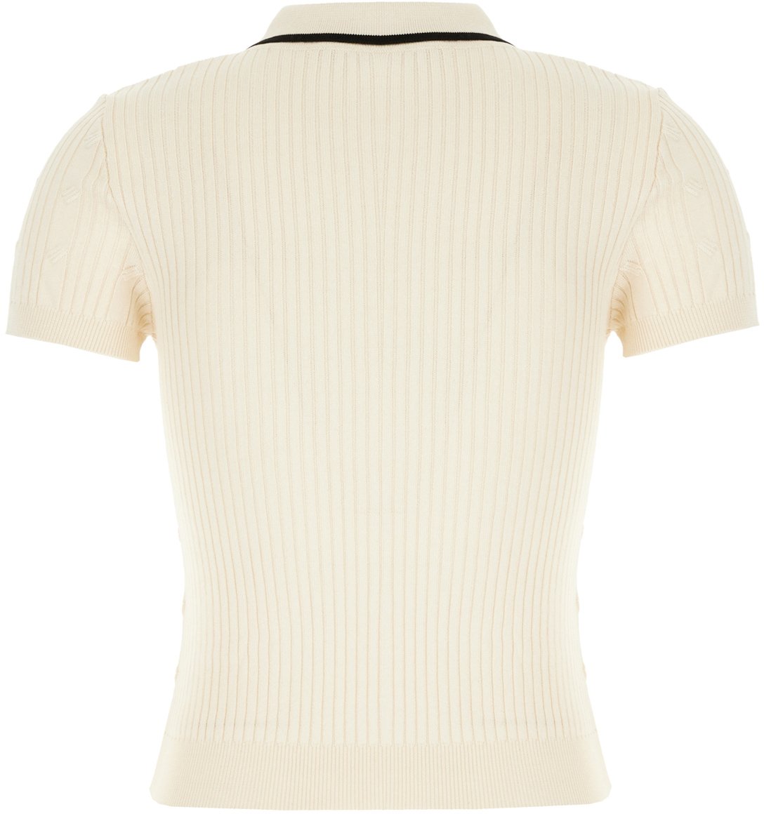Valentino Garavani Ivory cotton blend polo shirt Neutraal