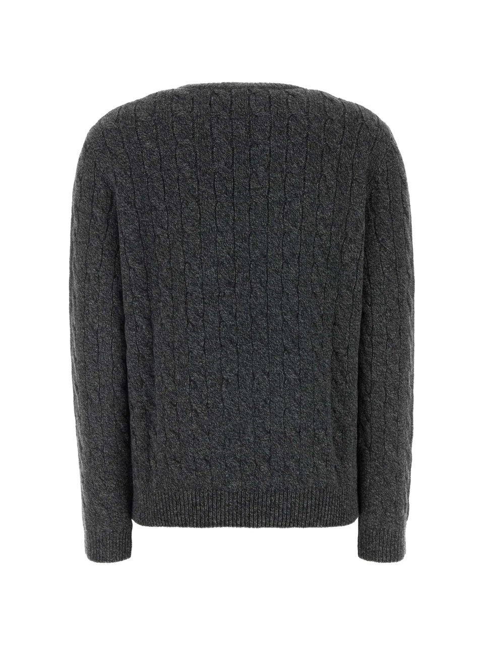 Valentino Cable Knit Wool Crew Sweater Grijs