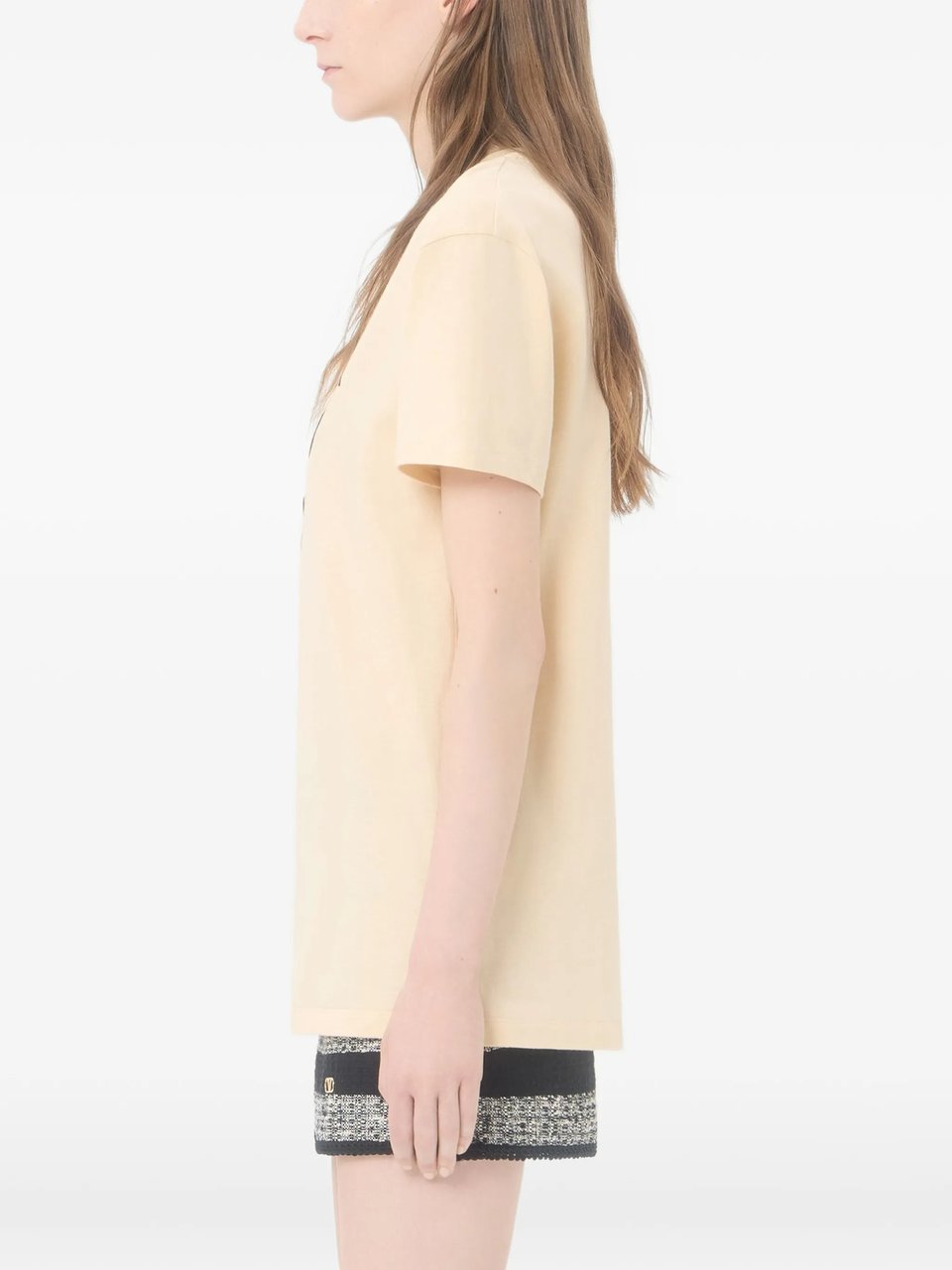 Valentino Light Beige Boxy Cotton T-Shirt Neutraal