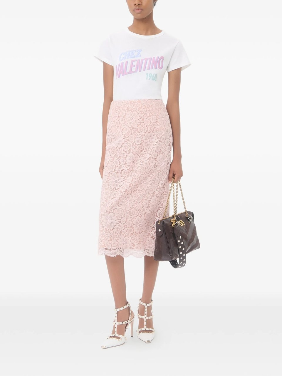 Valentino Pastel Graphic Design Cotton T-Shirt Wit