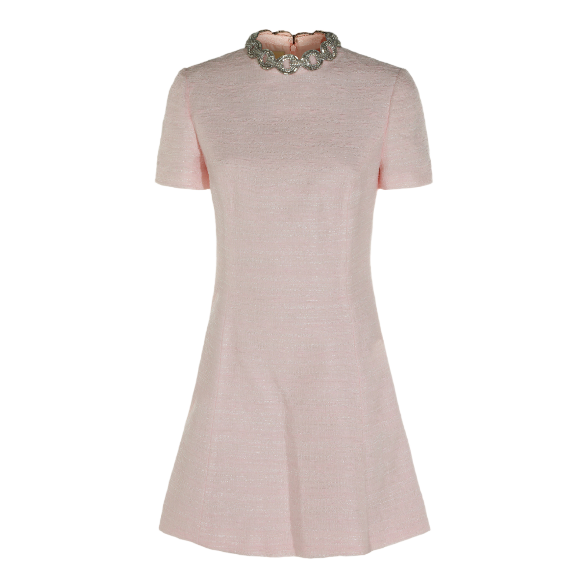 Valentino Textured Mini Dress with Embellished Neckline Roze