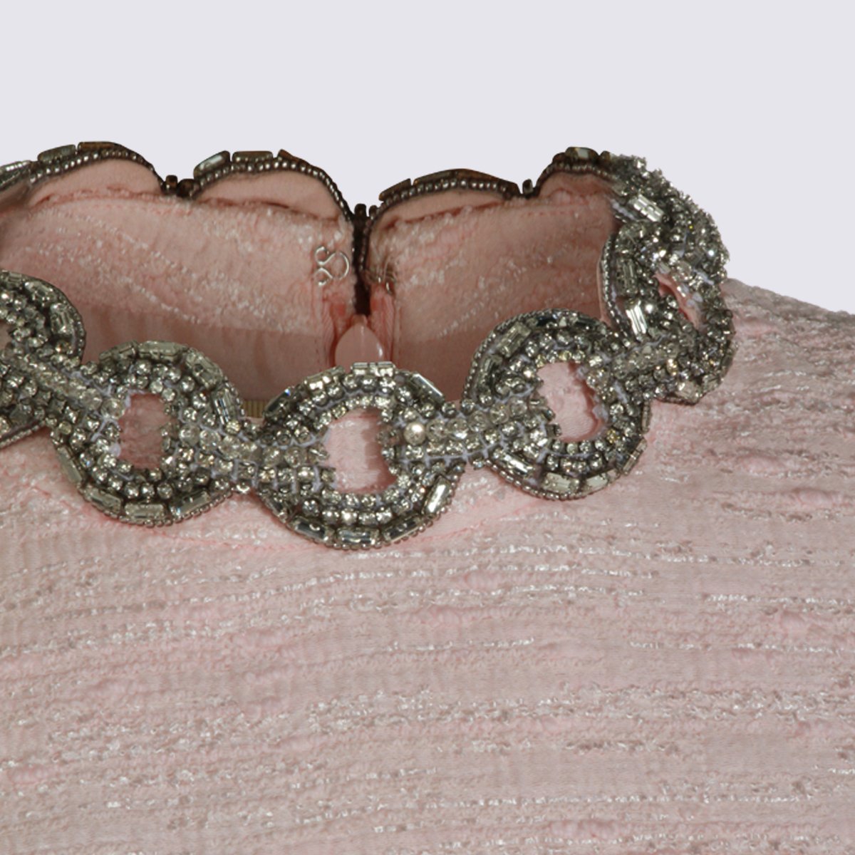 Valentino Textured Mini Dress with Embellished Neckline Roze