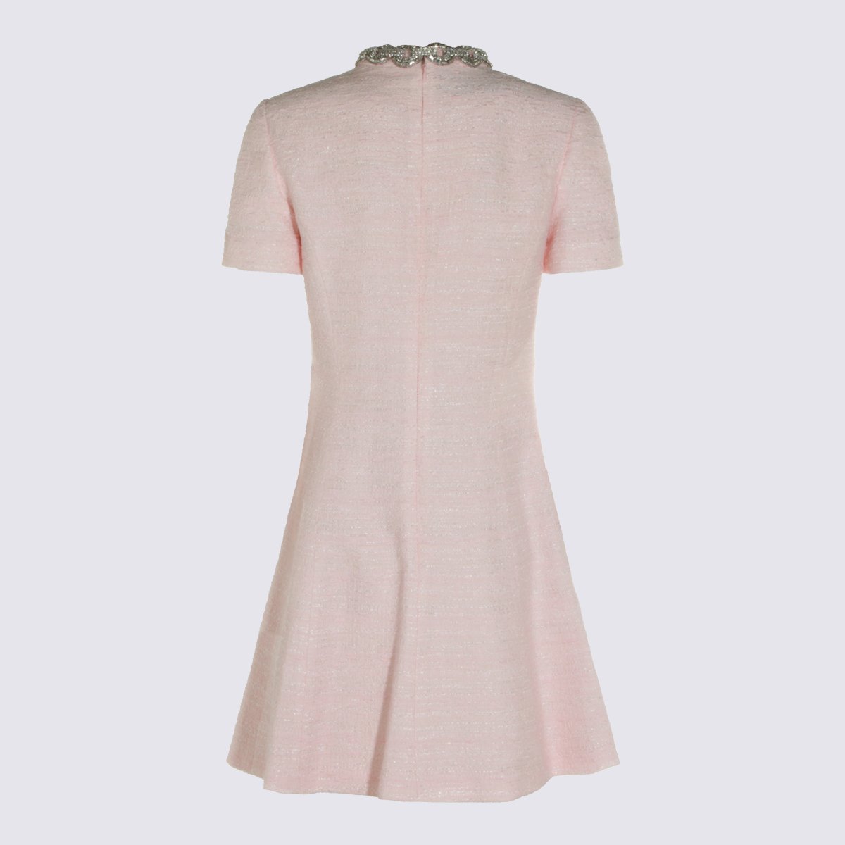 Valentino Textured Mini Dress with Embellished Neckline Roze