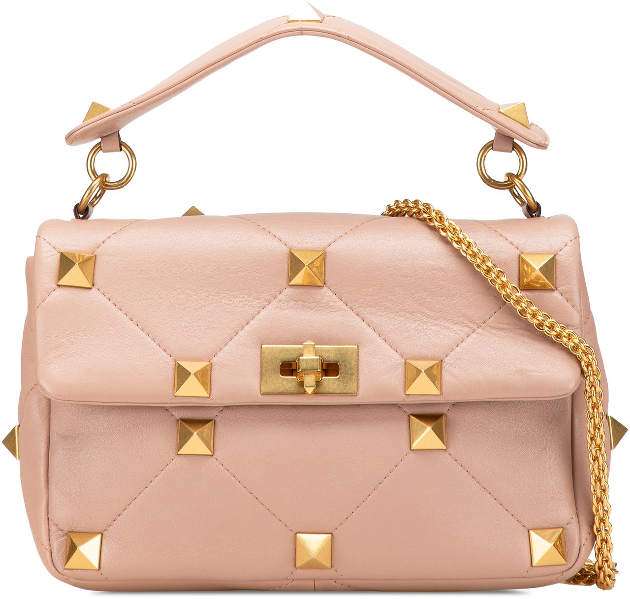 Valentino Large Nappa Roman Stud Satchel Roze