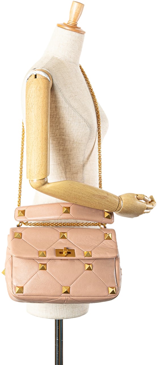 Valentino Large Nappa Roman Stud Satchel Roze