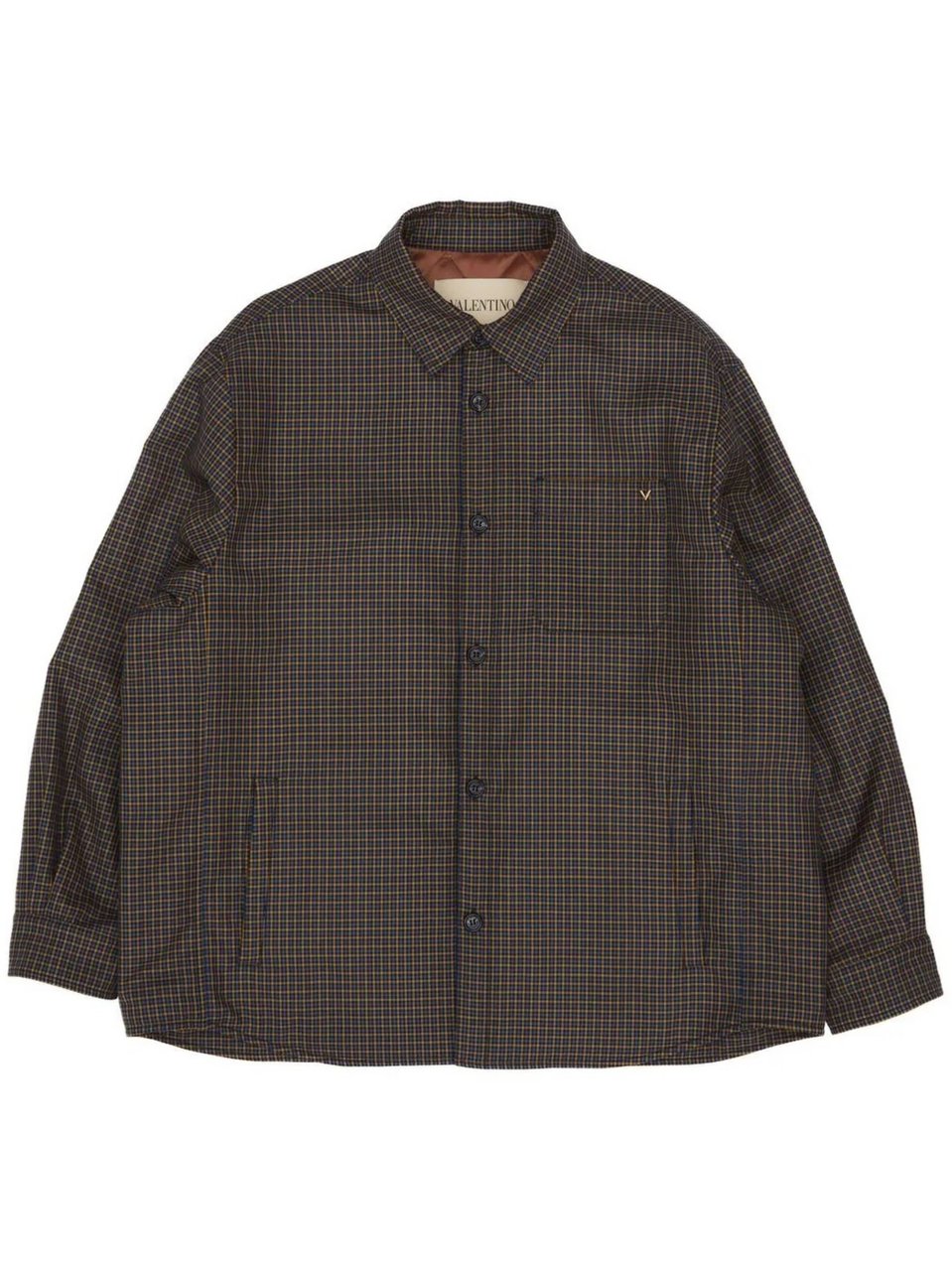 Valentino Checkered Brown Giubbino Casual Jacket Zwart