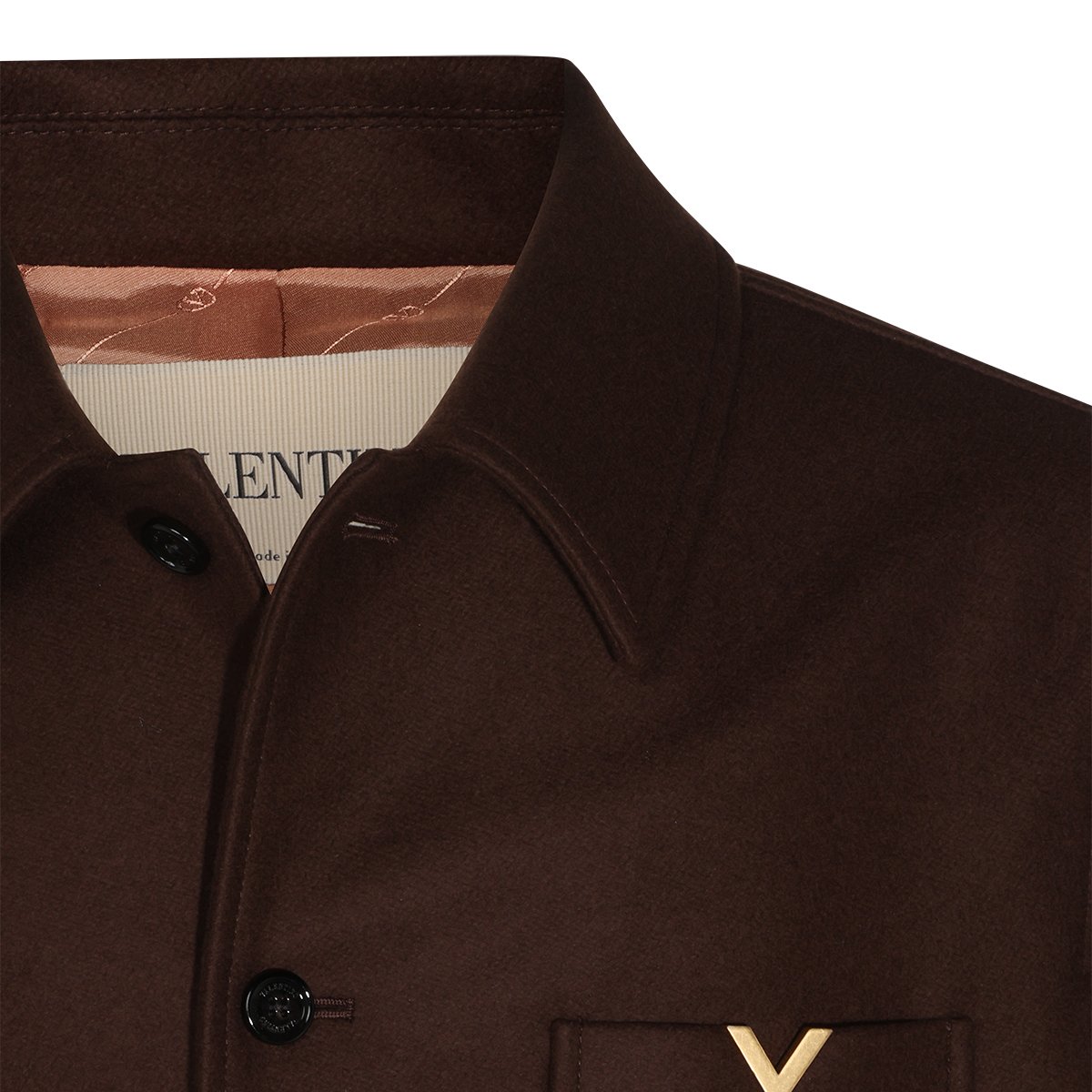 Valentino Brown Virgin Wool Jacket With Vlogo Signature Zwart