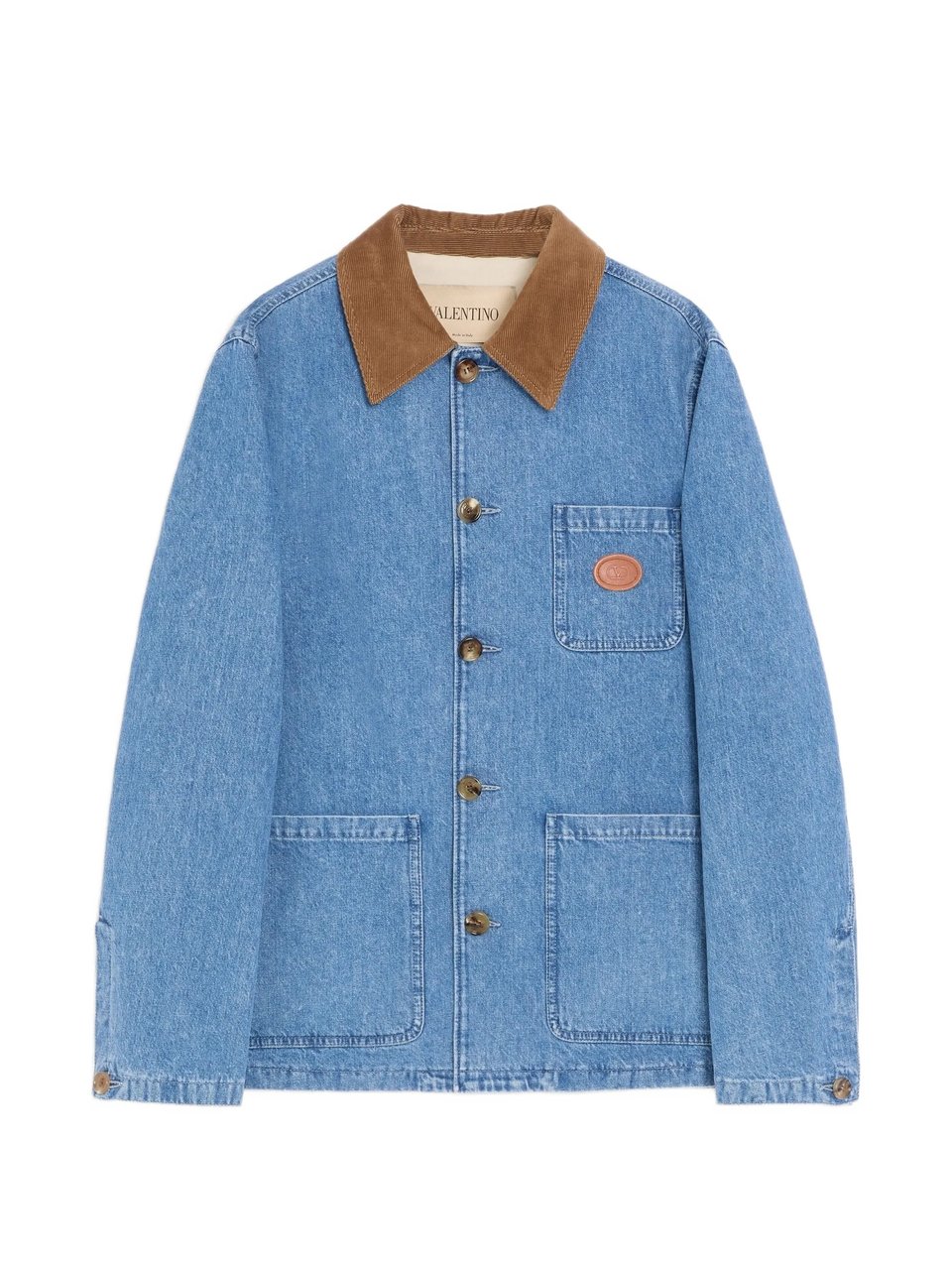 Valentino Giubbino Denim Corduroy Collar Jacket Blauw
