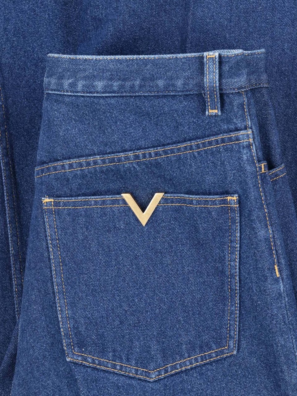 Valentino Blue Vgold High Waist Denim Jeans Blauw