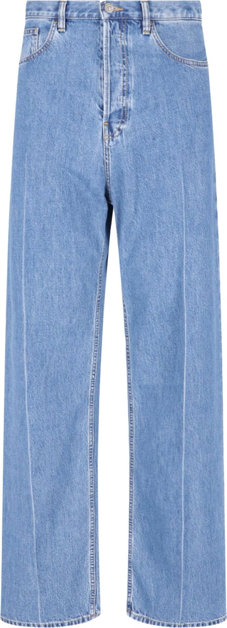 Valentino Light Blue Straight-Leg Jeans with High Waist Blauw