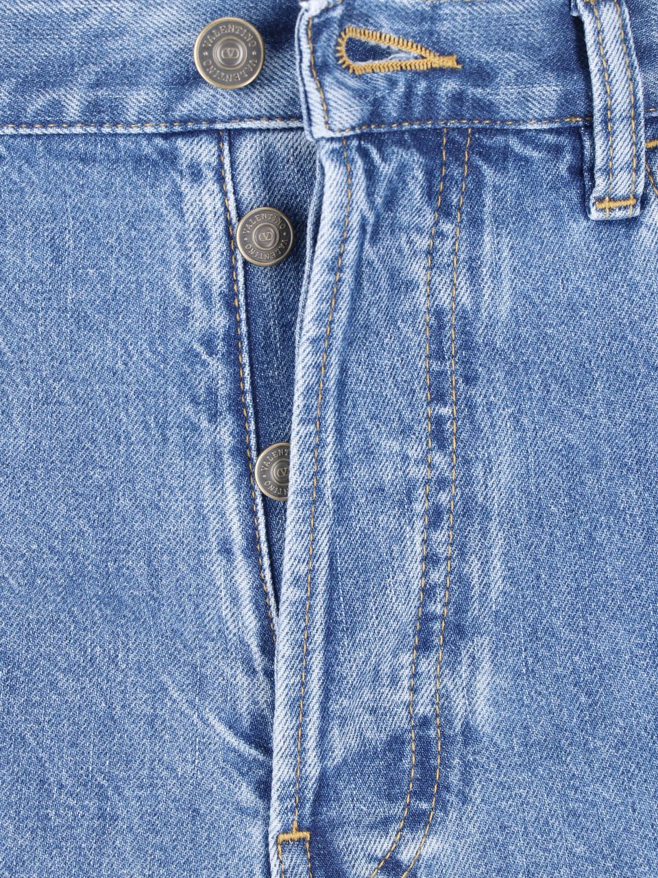 Valentino Light Blue Straight-Leg Jeans with High Waist Blauw
