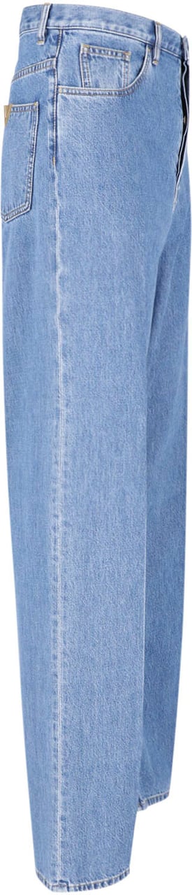 Valentino Light Blue Straight-Leg Jeans with High Waist Blauw