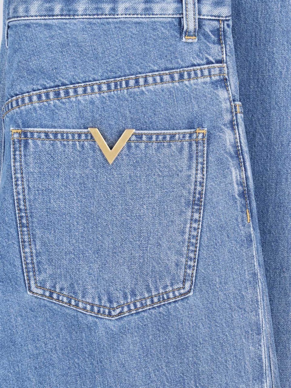Valentino Light Blue Straight-Leg Jeans with High Waist Blauw