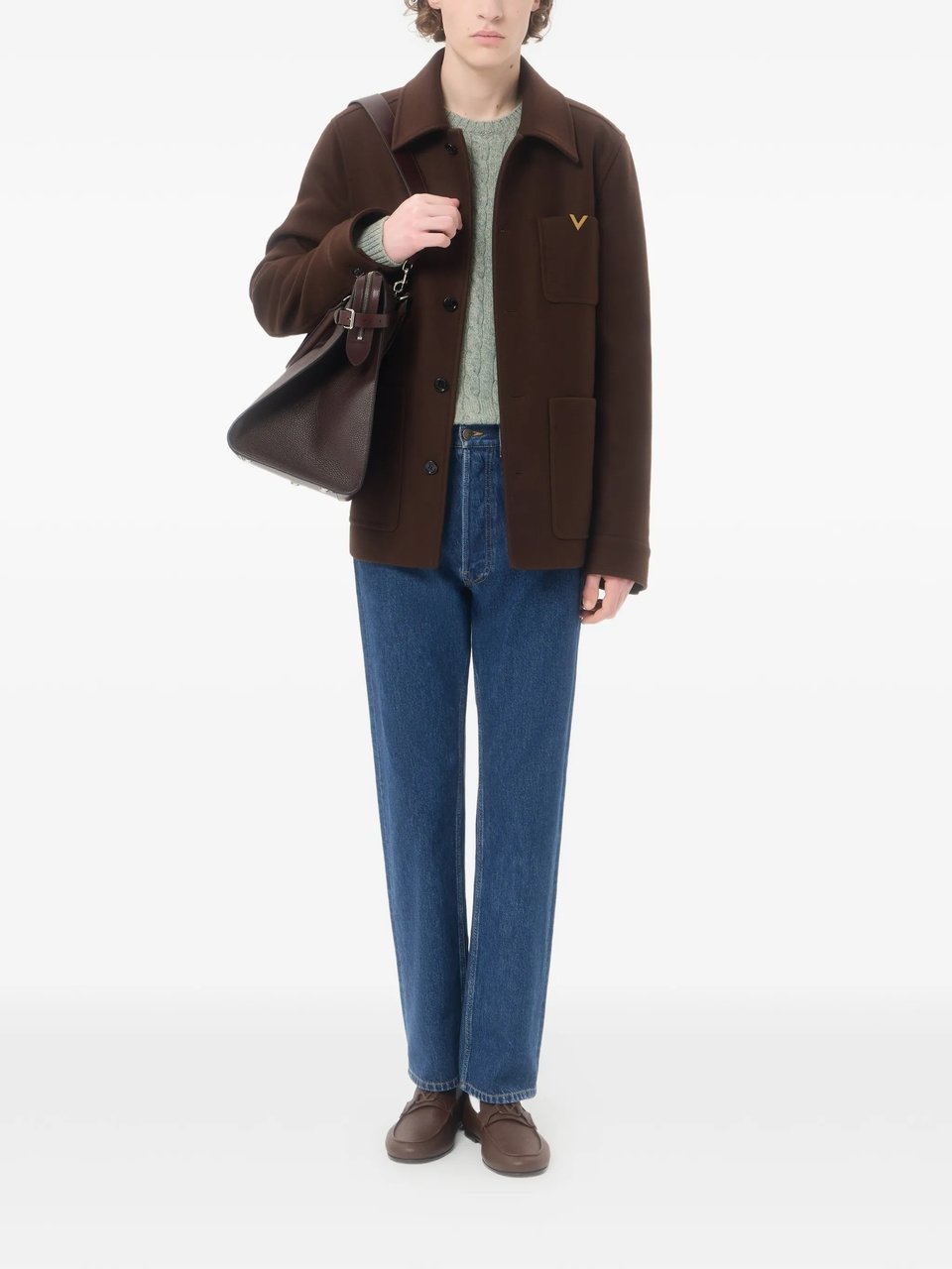 Valentino Cable Knit Wool Sweater with Classic Crew Neckline Grijs