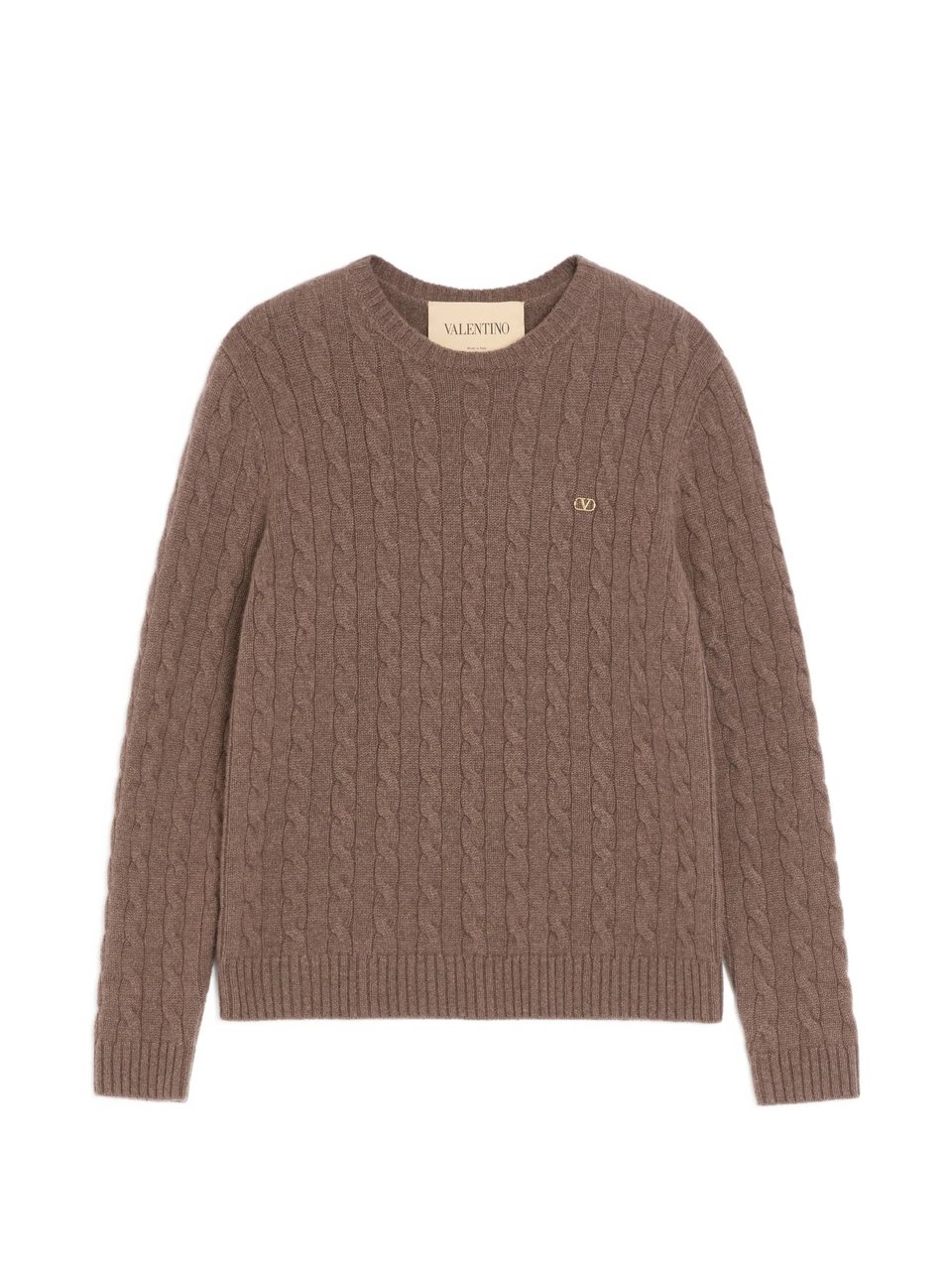 Valentino Finely Knitted Cashmere Sweater with Classic Cable Knit Roze