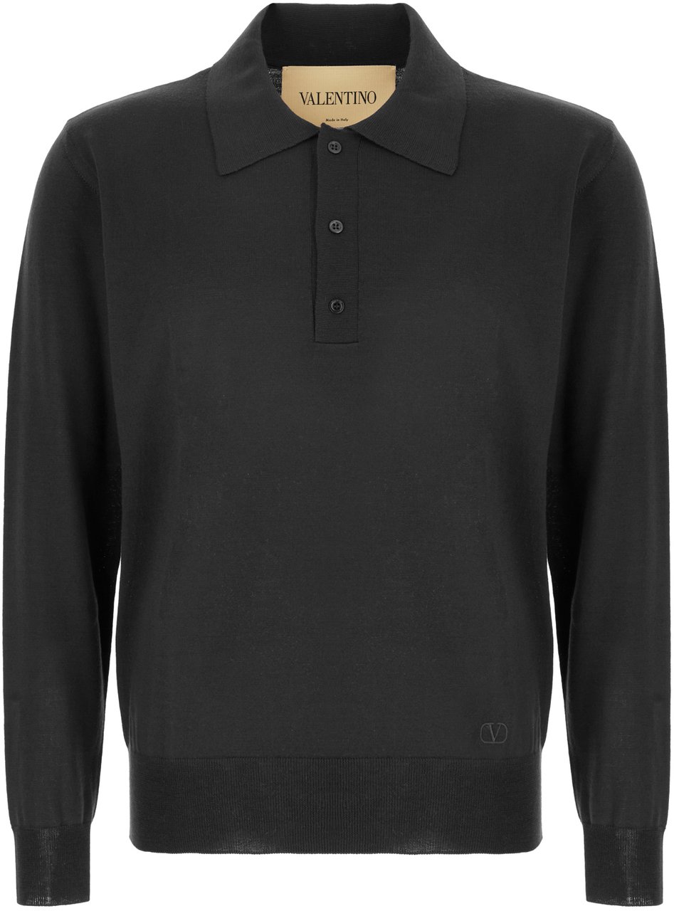 Valentino Garavani Grey wool polo shirt Grijs