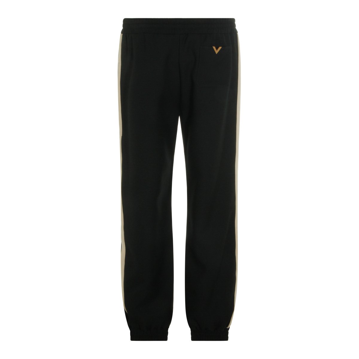 Valentino Black Trousers With Elasticated Waist And Ribbed Cuffs Zwart