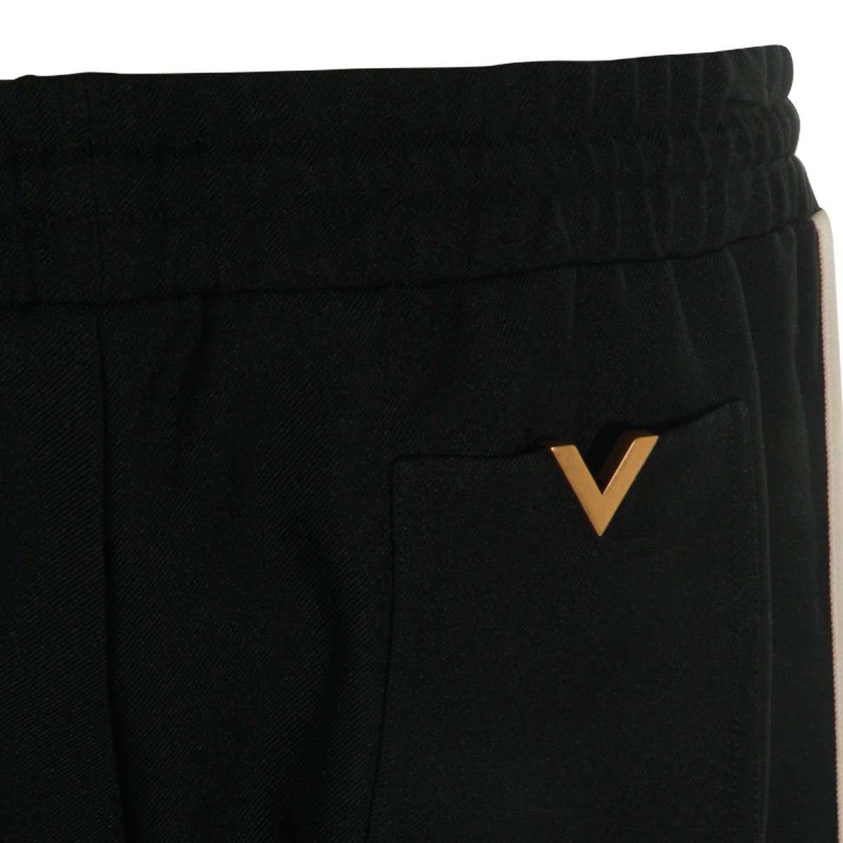 Valentino Black Trousers With Elasticated Waist And Ribbed Cuffs Zwart