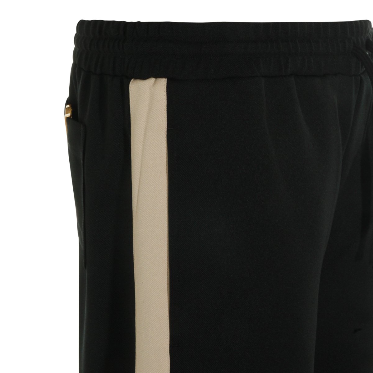 Valentino Black Trousers With Elasticated Waist And Ribbed Cuffs Zwart