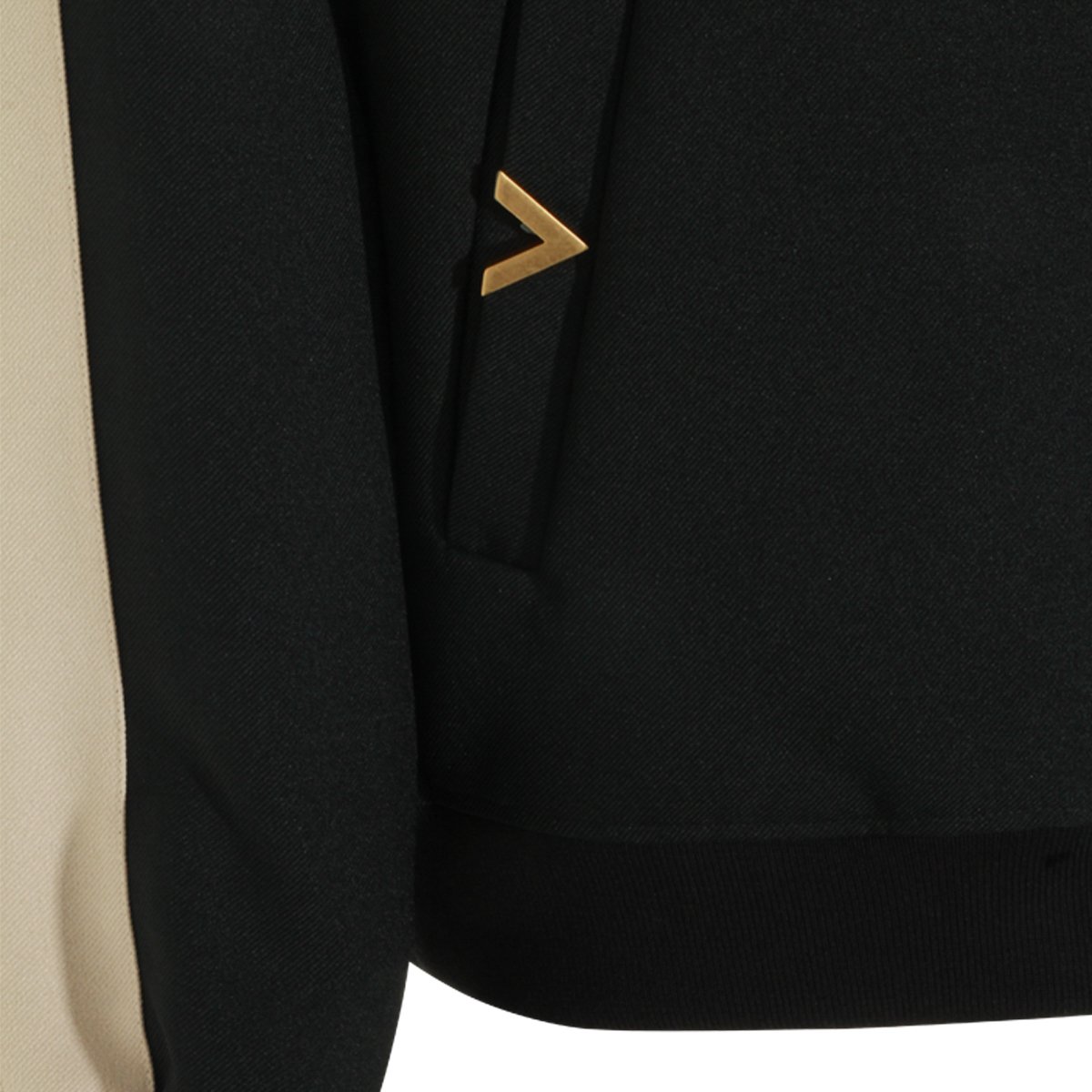 Valentino High Collar Black Sweatshirt With Zip Fastening And Gold Logo Accents Zwart