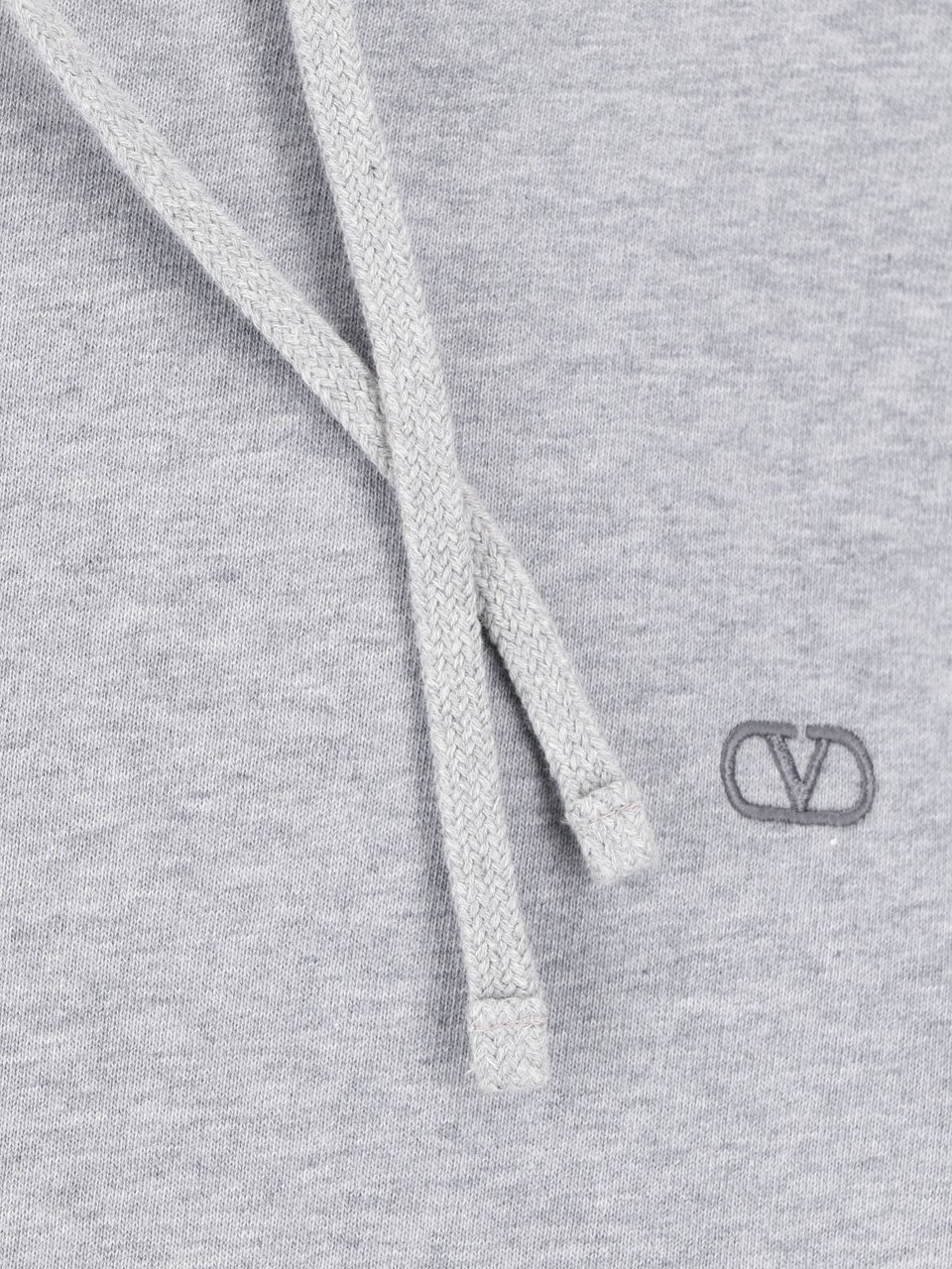 Valentino Light Grey Hoodie With Subtle Embroidered Logo Grijs