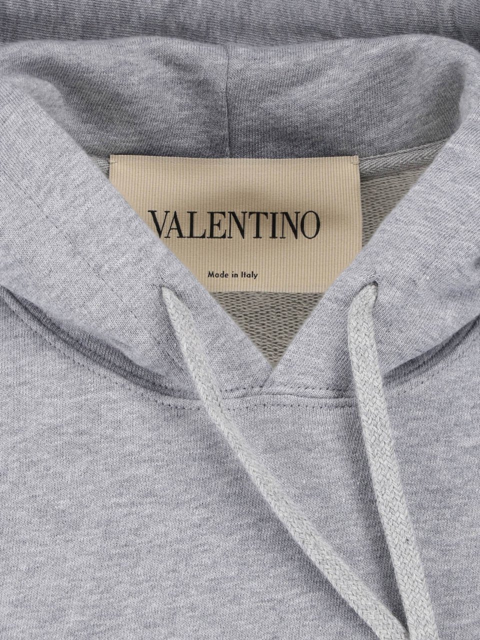 Valentino Light Grey Hoodie With Subtle Embroidered Logo Grijs