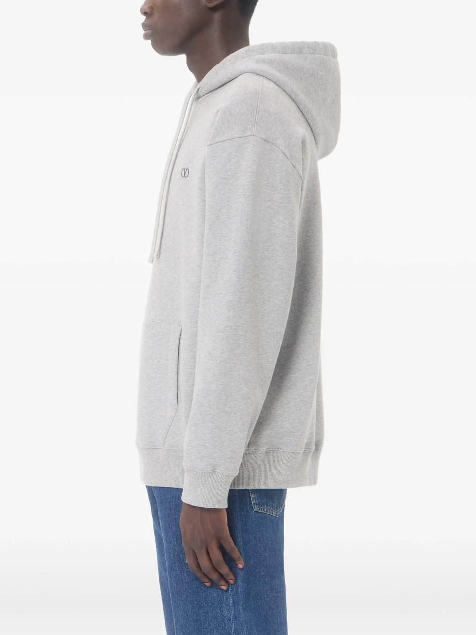 Valentino Light Grey Jersey Felpa Cotton Hoodie Wit