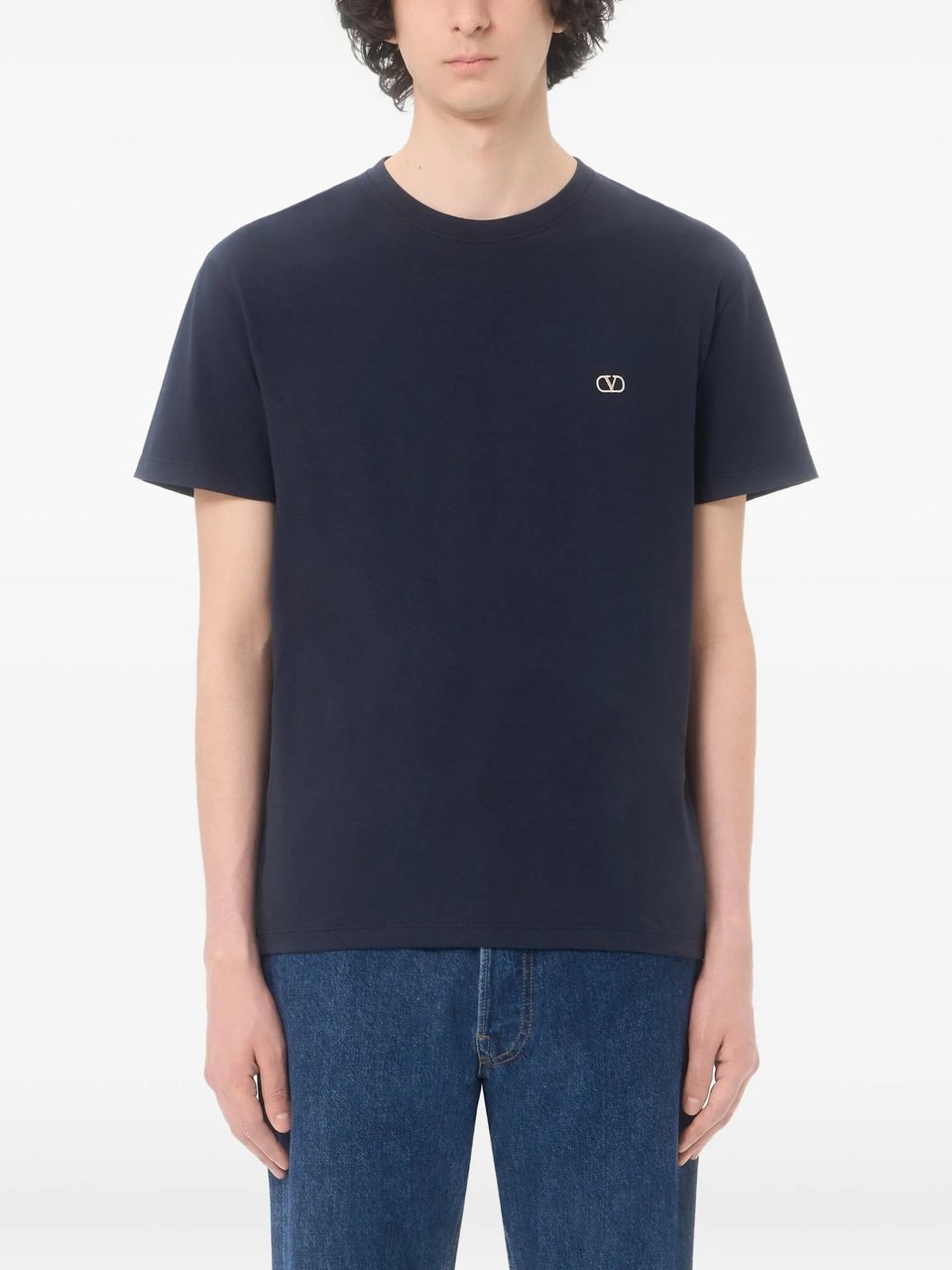 Valentino White Short-Sleeve Cotton T-Shirt Blauw