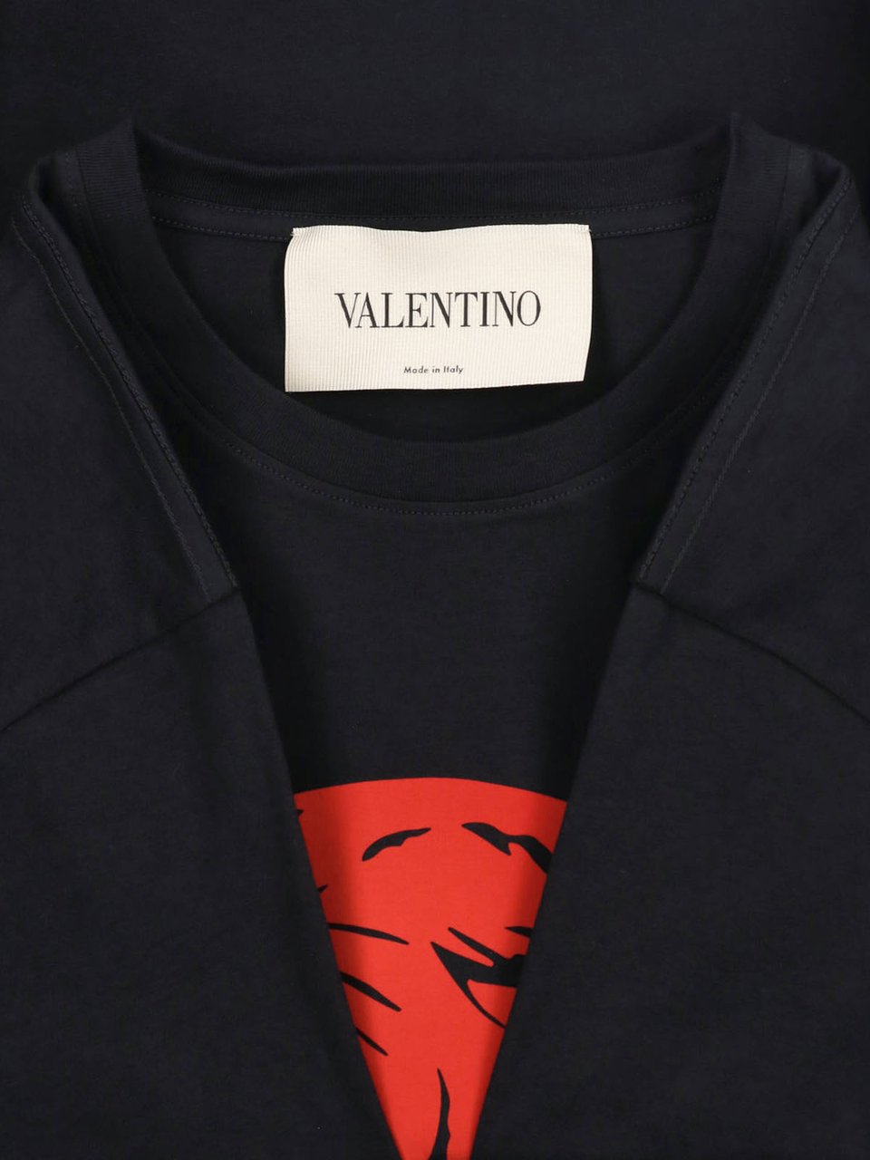 Valentino Black Panther Crewneck Cotton T-Shirt Zwart