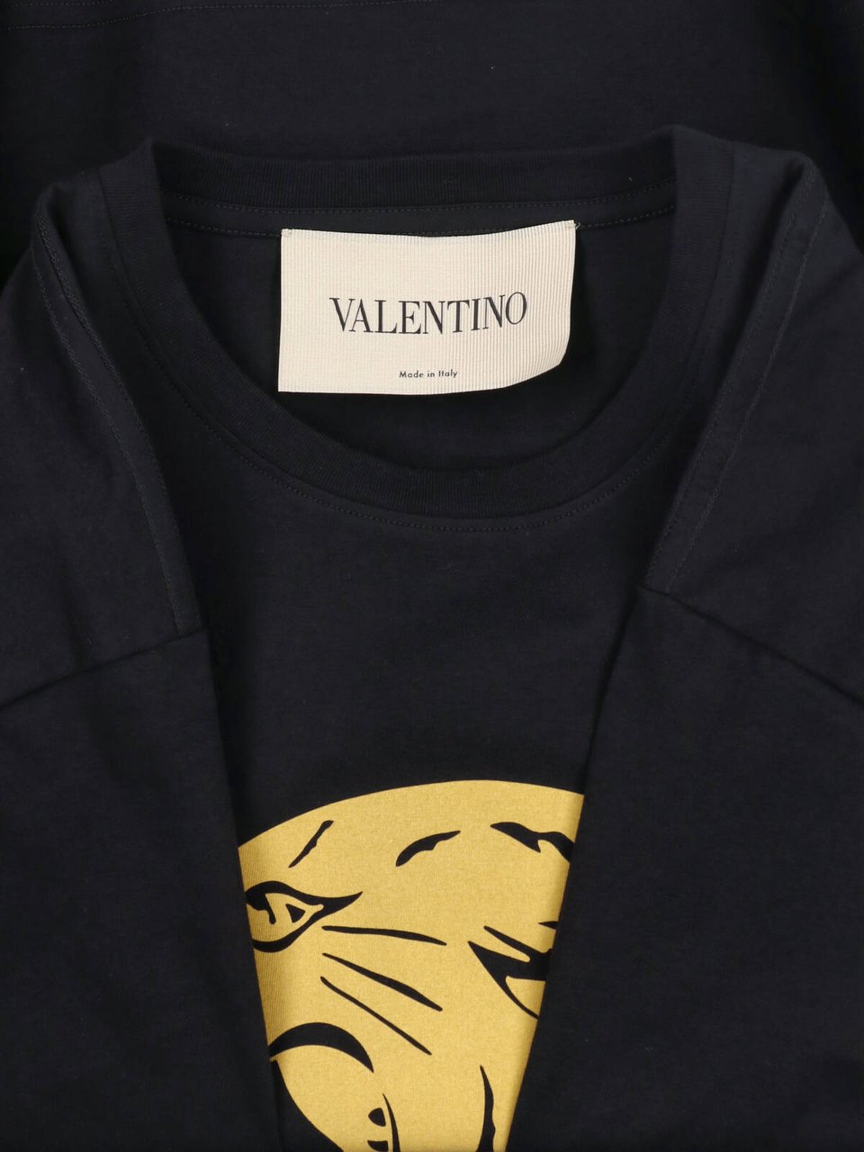 Valentino Black Panther Crewneck Cotton T-Shirt Zwart