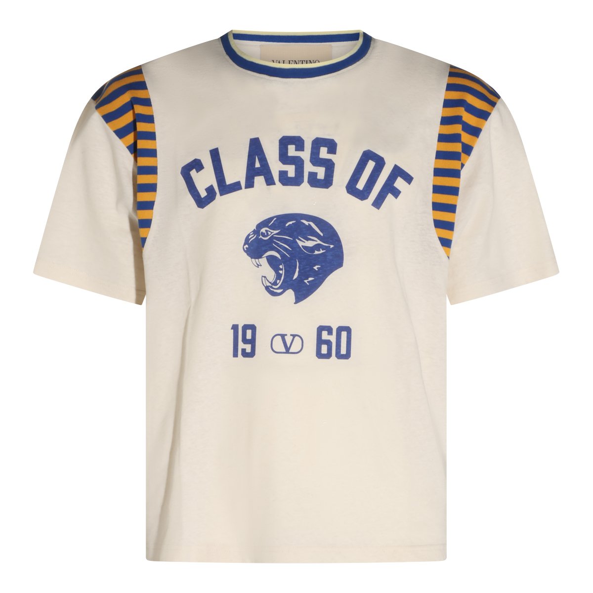 Valentino Short-Sleeve T-Shirt with Roaring Panther Graphic Neutraal