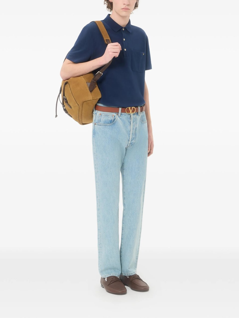 Valentino Structured Collar Cotton Polo Shirt Zwart