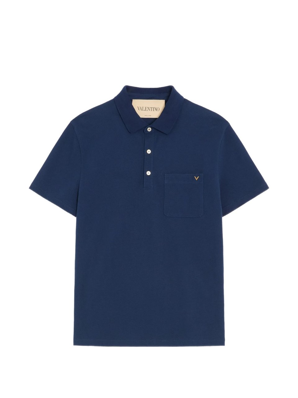 Valentino Structured Collar Cotton Polo Shirt Zwart